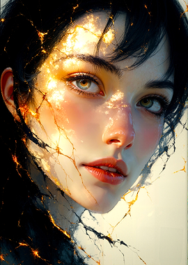 Portrait of a woman with golden light