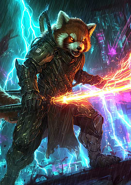 Cyberpunk Red Panda Warrior
