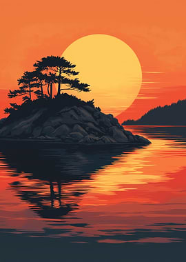 Sunset Island Landscape