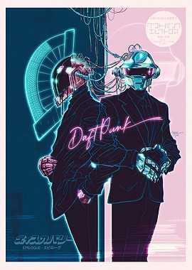 Daft Punk Neon Poster