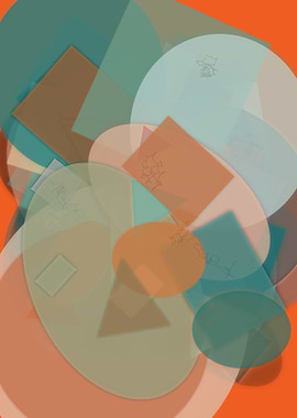 Abstract Geometric Shapes on Orange Background