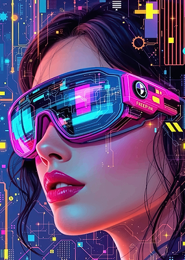 Cyberpunk Girl with VR Glasses
