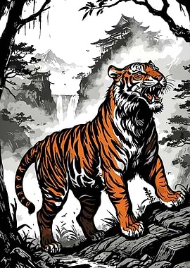 Roaring Tiger Asian Landscape