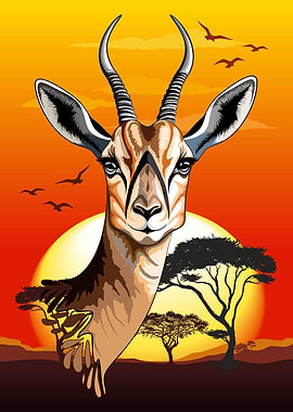 Gazelle Portrait at Sunset