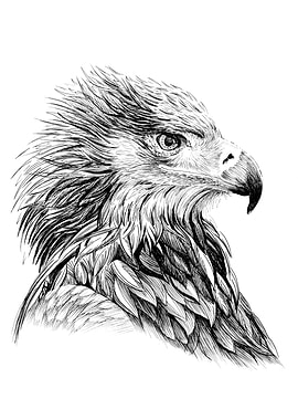 Eagle Head Black and White Drawing