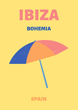 Ibiza Bohemia Spain Beach Umbrella Art