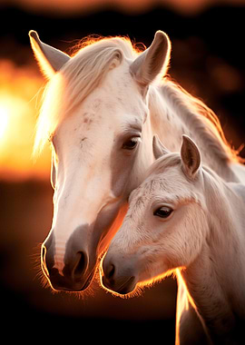 White Horses at Sunset