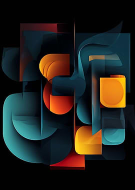 Abstract Geometric Shapes on Black Background