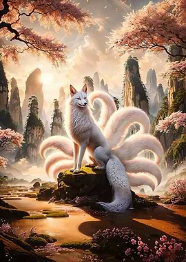 Nine-tailed Fox Asian Landscape