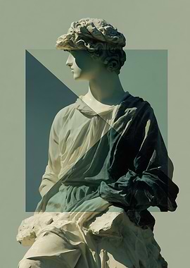 Statue with Geometric Overlay