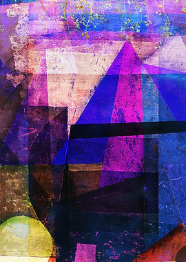 Abstract Geometric Collage with Plants