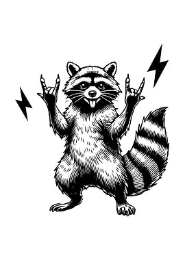 Rock and Roll Raccoon Illustration
