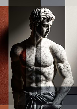Classical Statue with Geometric Overlay