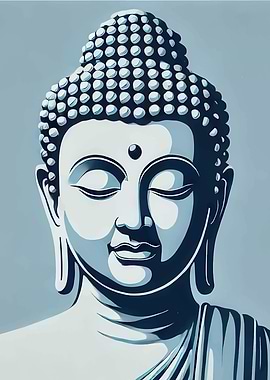 Buddha Portrait in Blue Tones