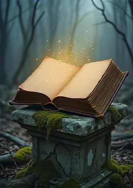 Open Book on Stone Pedestal