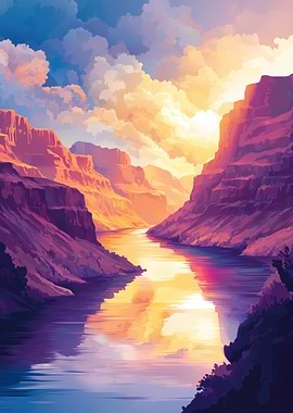 Grand Canyon River Sunset Digital Art
