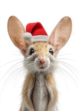 Festive Gobi Jerboa with Santa Hat