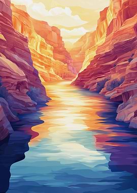 Grand Canyon River Landscape Painting