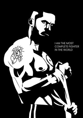Fighter Portrait: Black and White Illustration