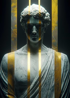 Marble Statue with Gold Stripes