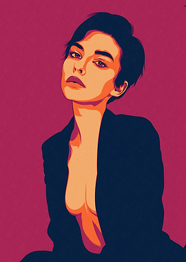 Cute Woman in Blazer Digital Art Portrait