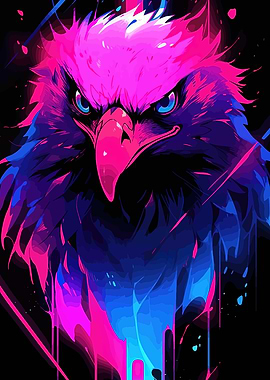 Neon Eagle Portrait