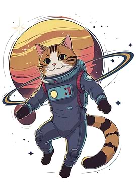 Astronaut Cat in Space