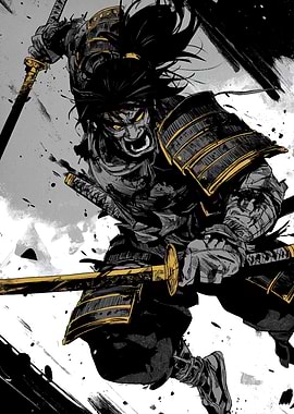 Fierce Samurai Warrior in Action