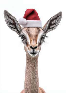 Festive Gerenuk with Santa Hat