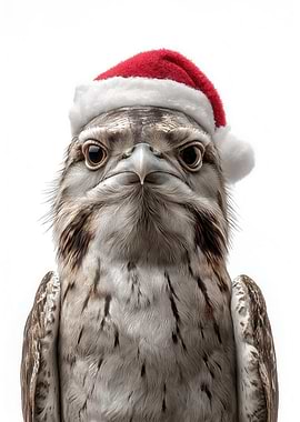 Great Potoo with Santa Hat