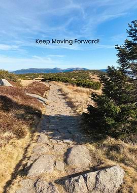 Mountain Trail with Inspirational Text