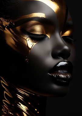 Golden Tears: Abstract Portrait