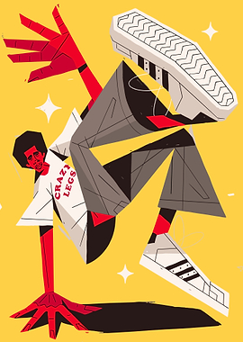 Breakdancer with Adidas Shoes on Yellow