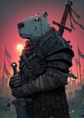 Capybara Warrior in Armor
