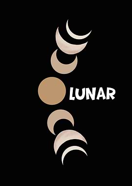 Lunar Phases Art on Black Background