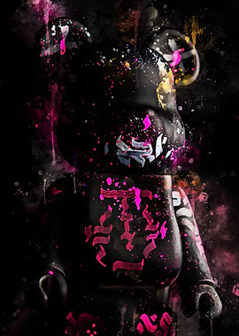 Abstract Bearbrick Figure with Paint Splatters