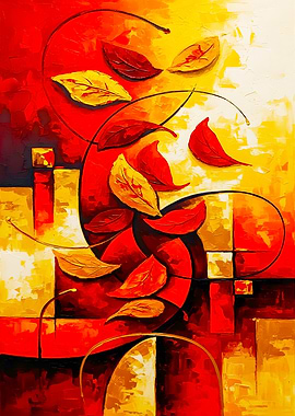 Abstract Autumn Leaves Painting