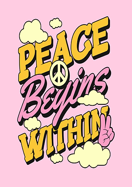 Peace Begins Within Retro Art