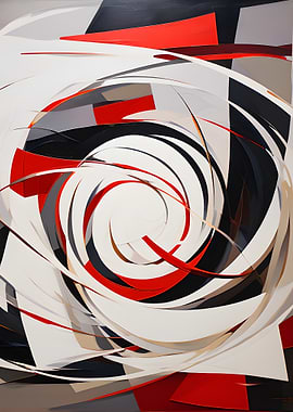 Abstract Red, White, and Black Swirl