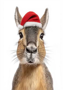 Festive Patagonian Mara with Santa Hat