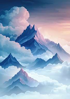 Mountains and Clouds Digital Painting