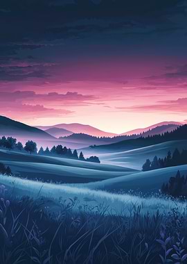 Rolling Hills at Dusk