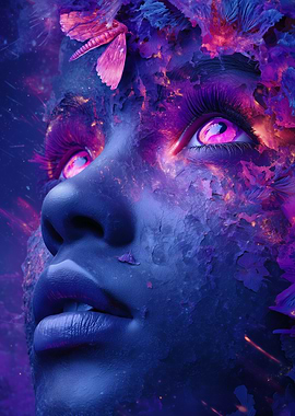 Mystical Woman Portrait with Floral Elements