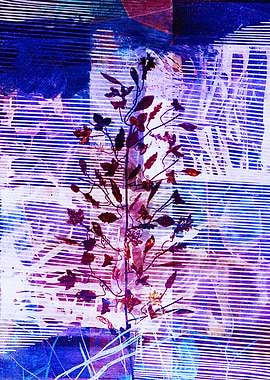Abstract Floral Composition in Blue and Purple