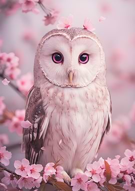 Owl with Cherry Blossoms