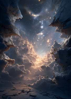 Celestial Clouds and Starry Sky