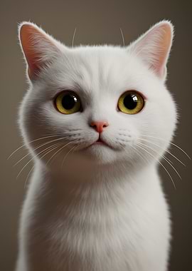 Portrait of a White Cat
