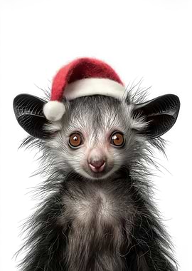 Festive Aye-aye with Santa Hat
