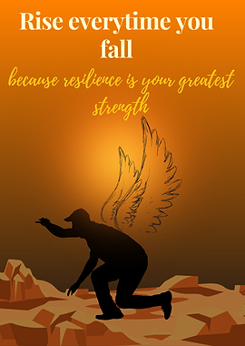 Motivational Poster – Rise Every Time You Fall with Angel Wings Art