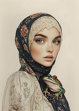 Woman With Frog Portrait